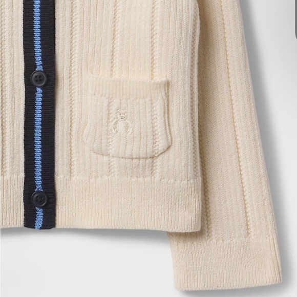 GAP Kids Cream Cardigan with Navy and Blue Accents - Picture 3 of 6